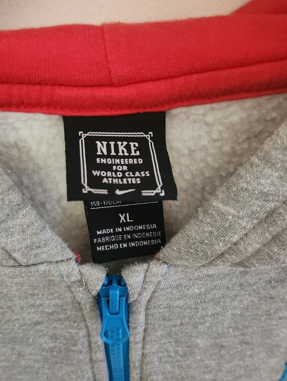 Nike Kids' Color Block Gray & Red Full-Zip Hoodie Jacket XL